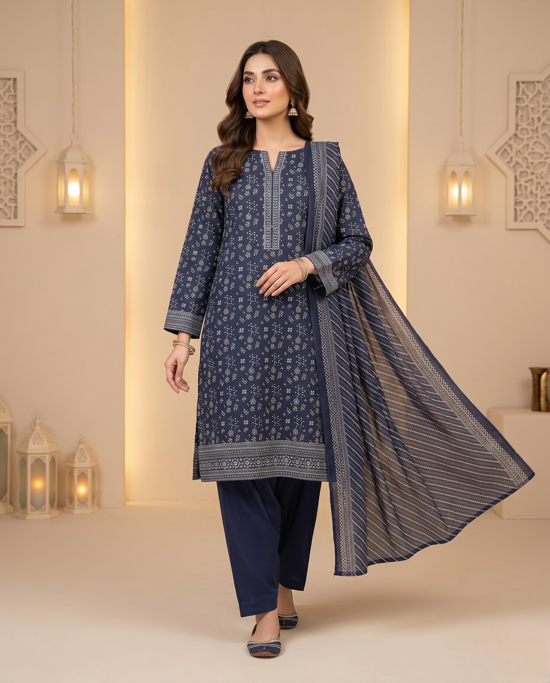 Bin Saeed Indigo Classic 3 Piece Printed Lawn Suit