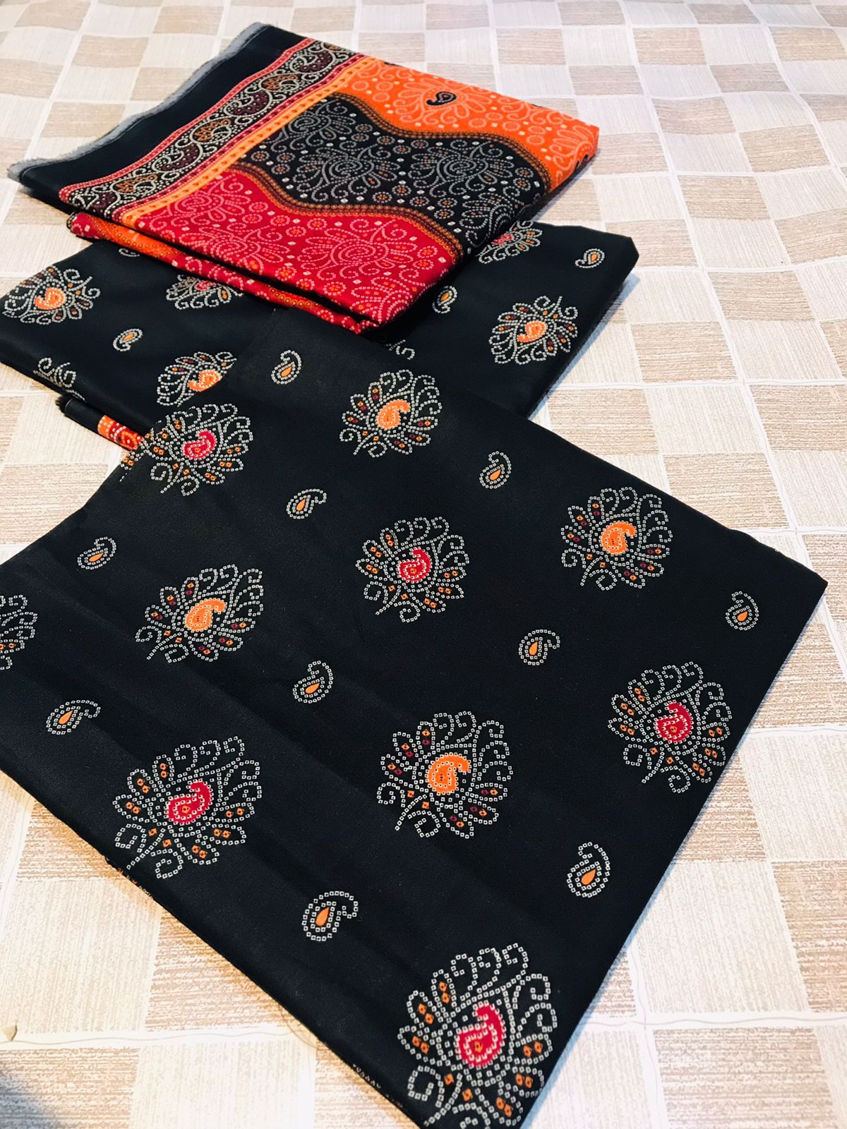 Bin Saeed Black Multicolor 3 Piece Printed Lawn Suit 3