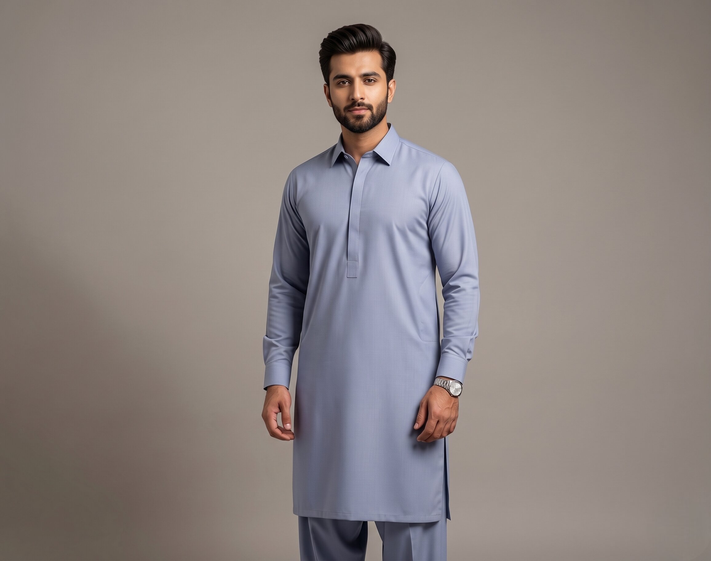 Premium Sky Blue Wash & Wear Men’s Unstitched Suit