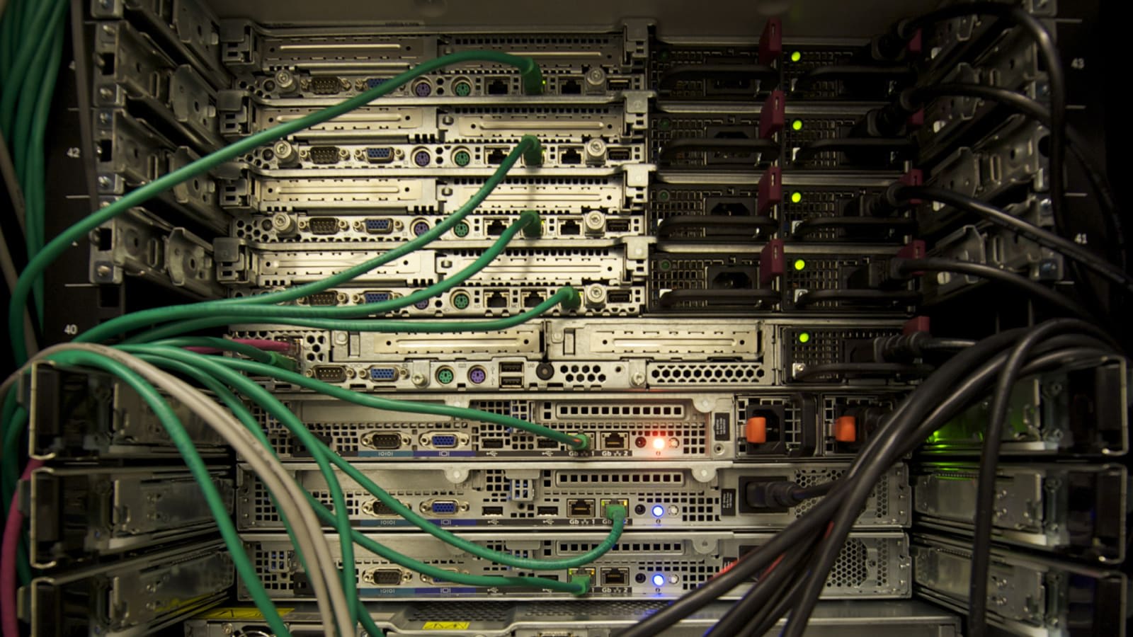 rows of blue-lit server racks inside a modern data centre (file image)