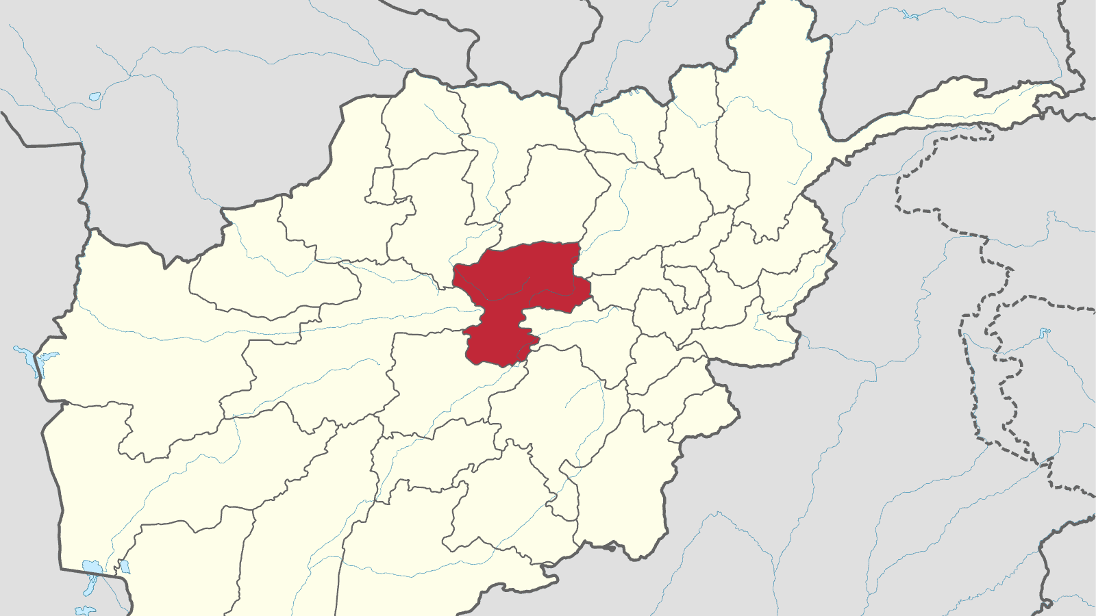 a dusty mountain road checkpoint in bamyan afghanistan (file image)