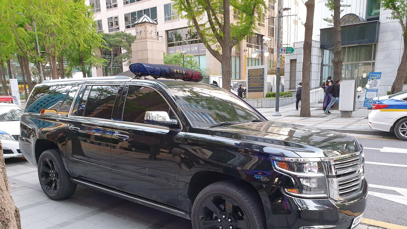 a police car parked on a suburban street (file image)
