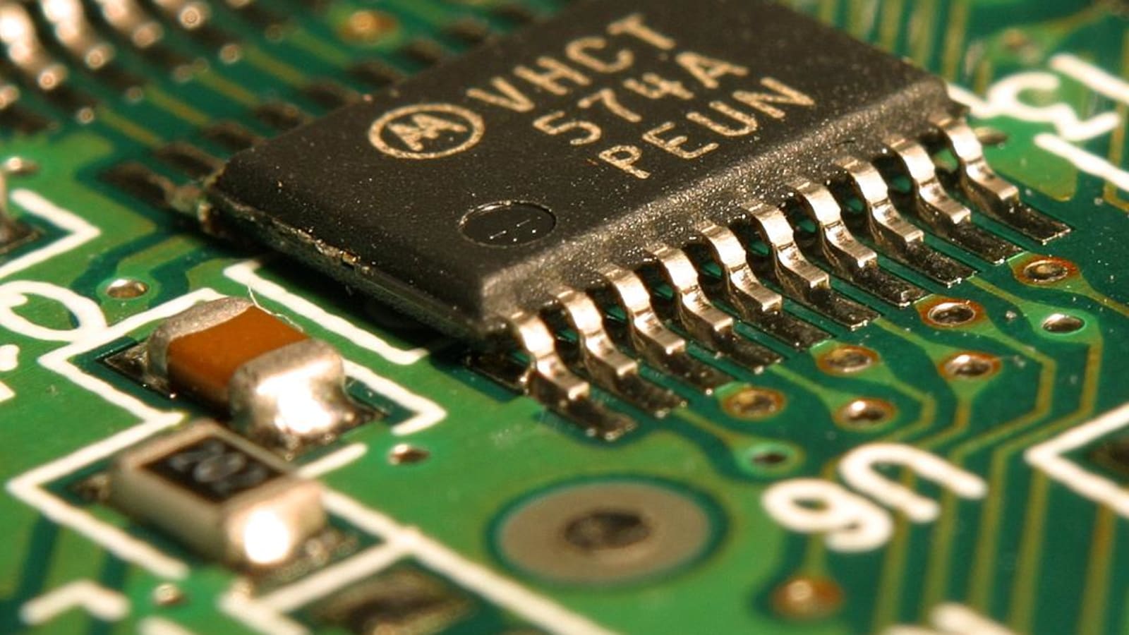 microchip on a dark circuit board (file image)