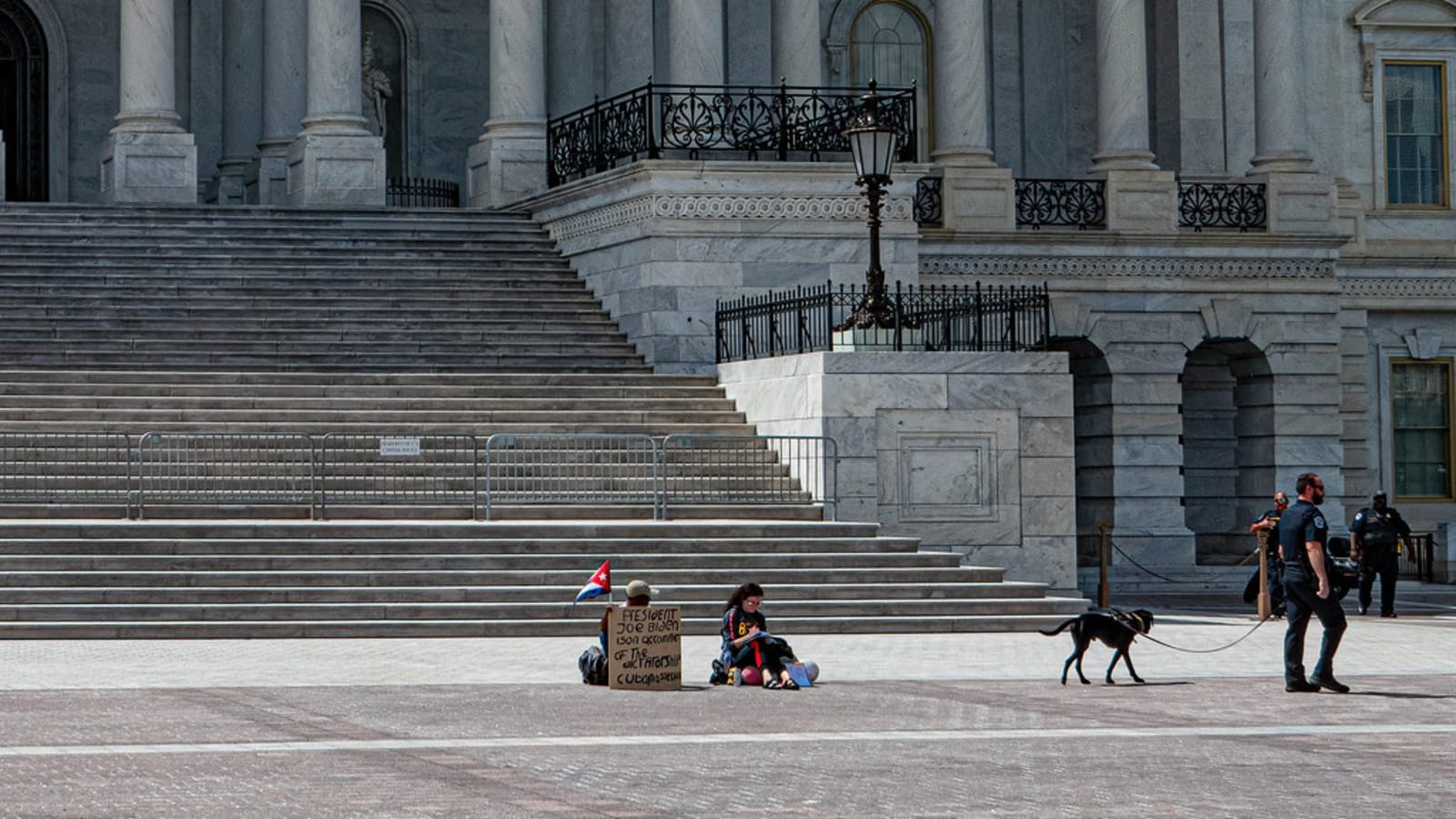 protesters holding signs outside a state capitol building (file image)