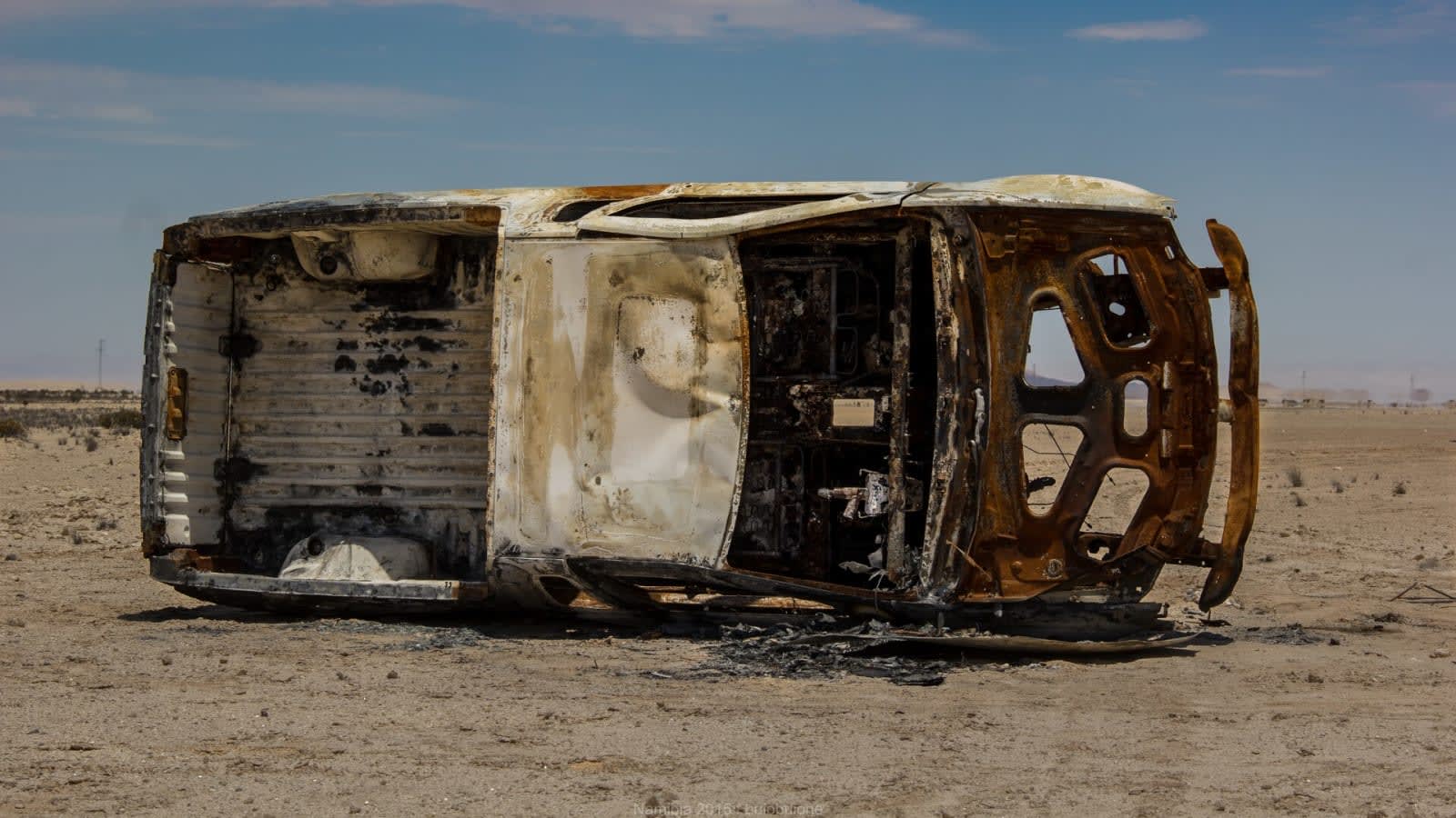 shattered car wreckage at a petrol station (file image)