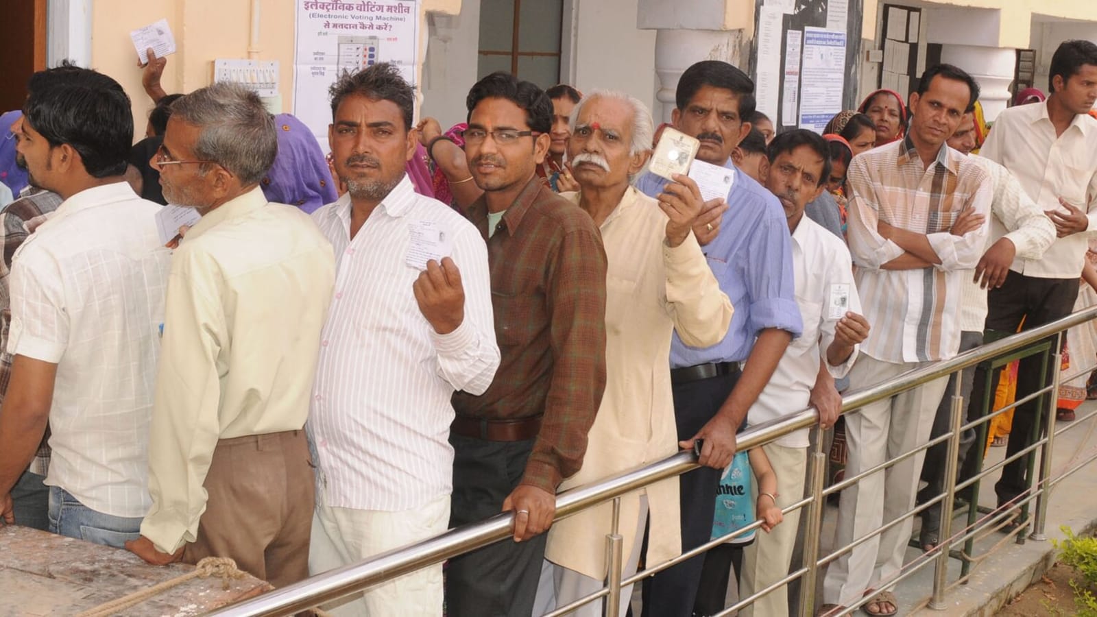 rural polling station queue of voters in india (file image)