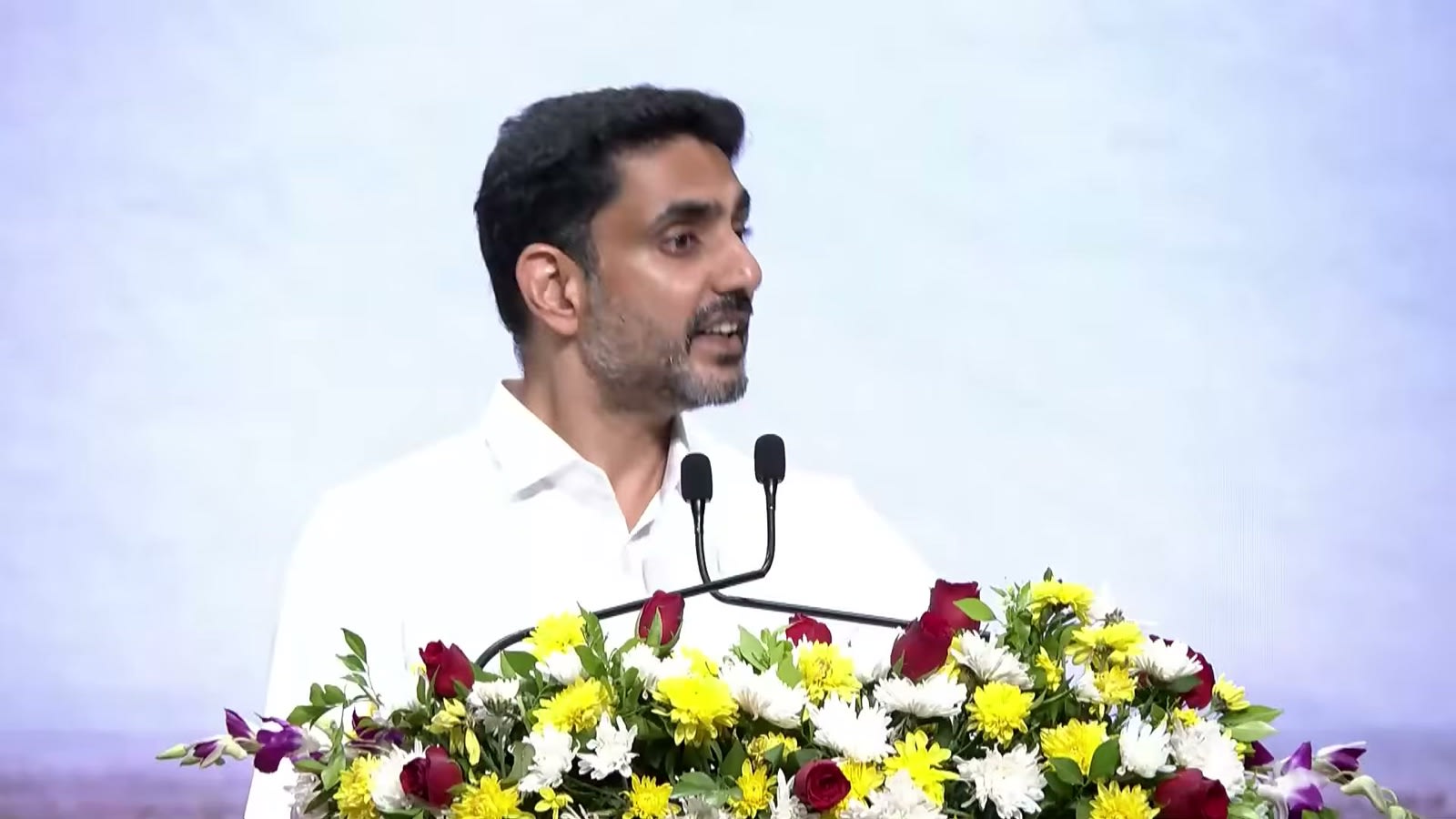 Andhra Pradesh minister Nara Lokesh speaks at the PanIIT Andhra Pradesh Summit 2026