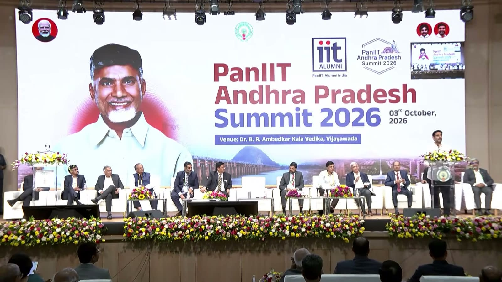 The dais at the PanIIT Andhra Pradesh Summit 2026 in Vijayawada