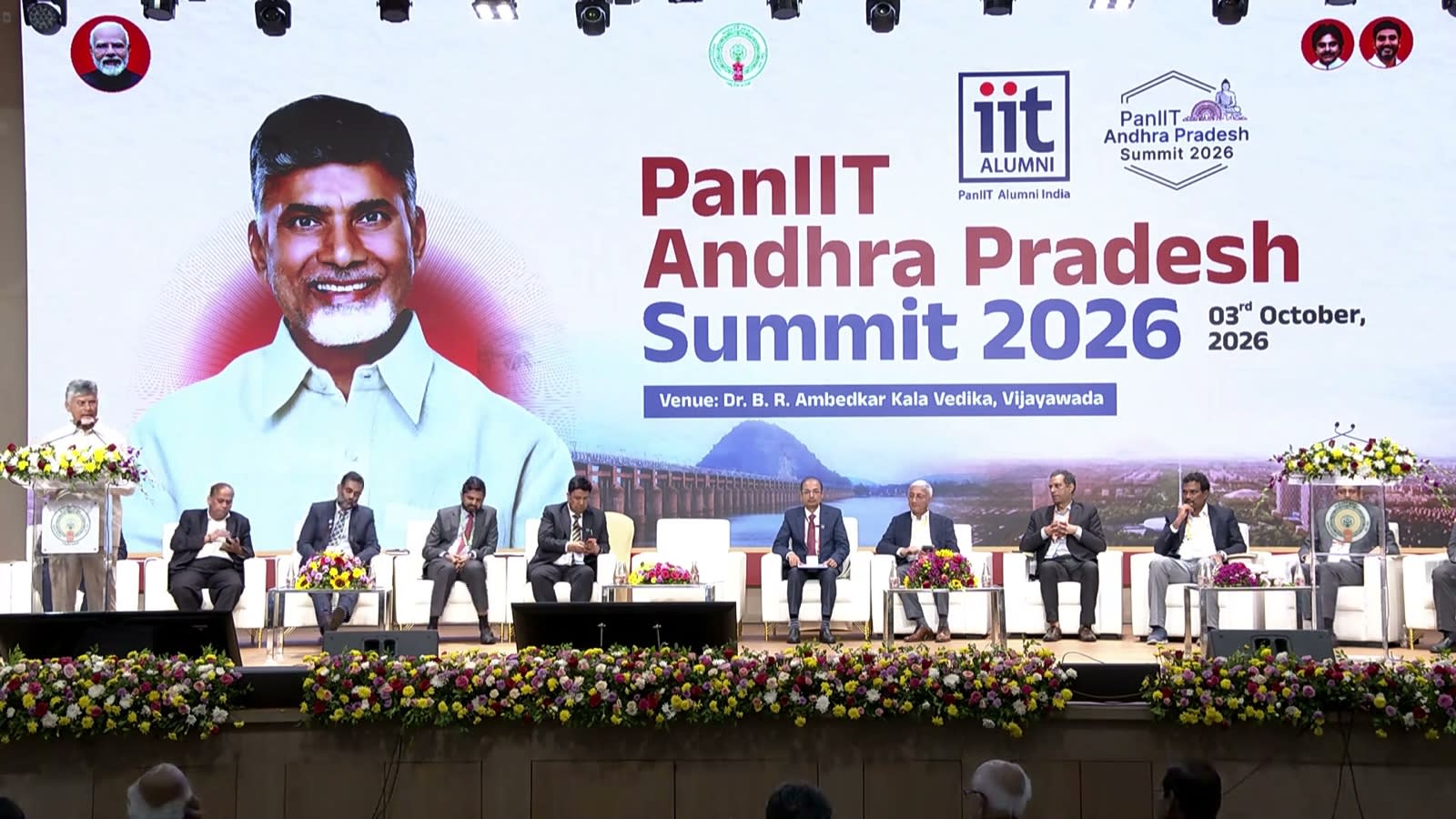 Chief Minister N Chandrababu Naidu addresses the PanIIT Andhra Pradesh Summit 2026 in Vijayawada