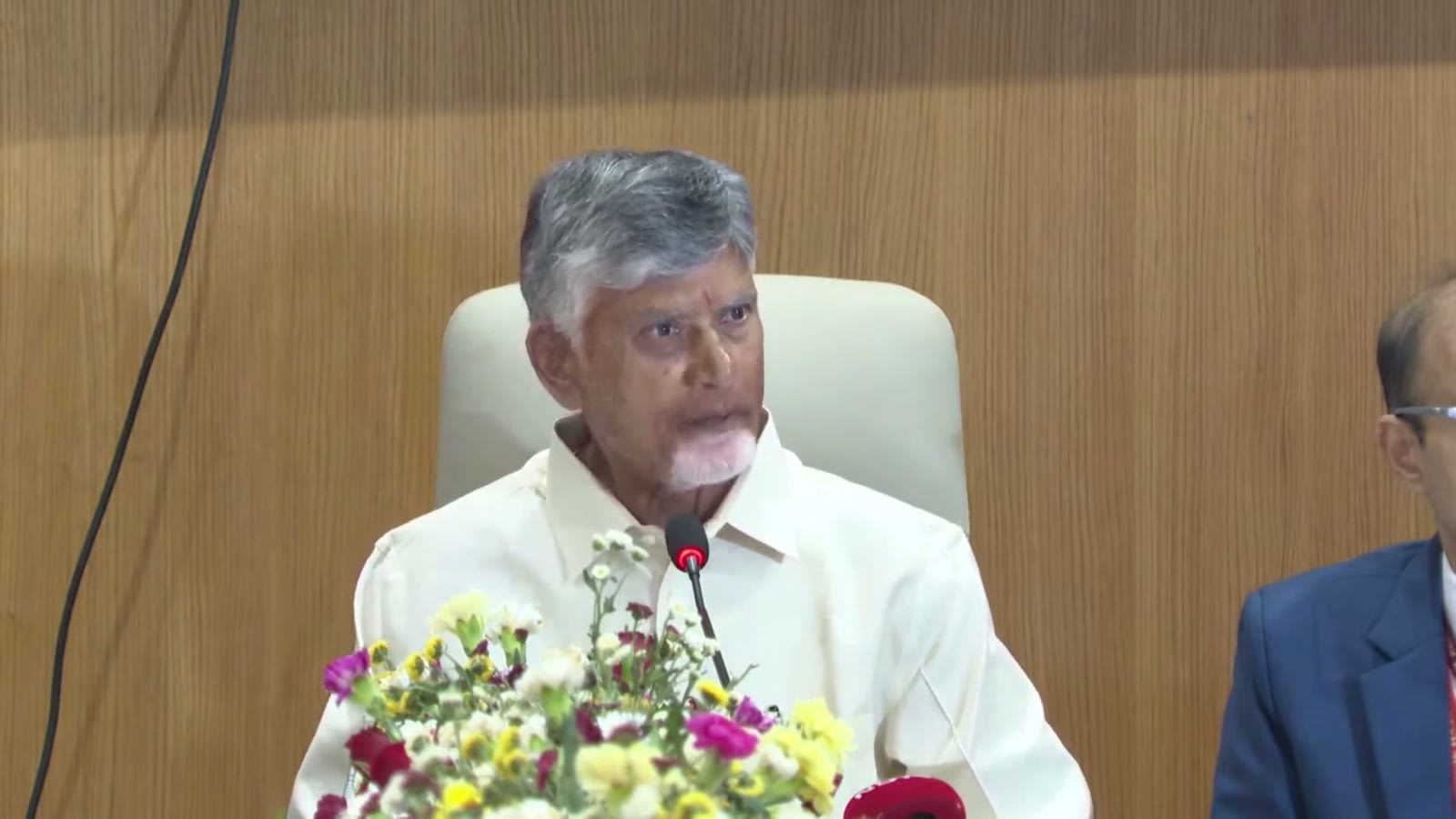 Chief Minister N Chandrababu Naidu speaks to reporters after the PanIIT Andhra Pradesh Summit 2026