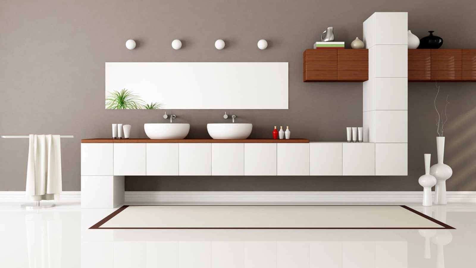 a modern minimalist bathroom showcasing high-tech smart sanitaryware (file image)