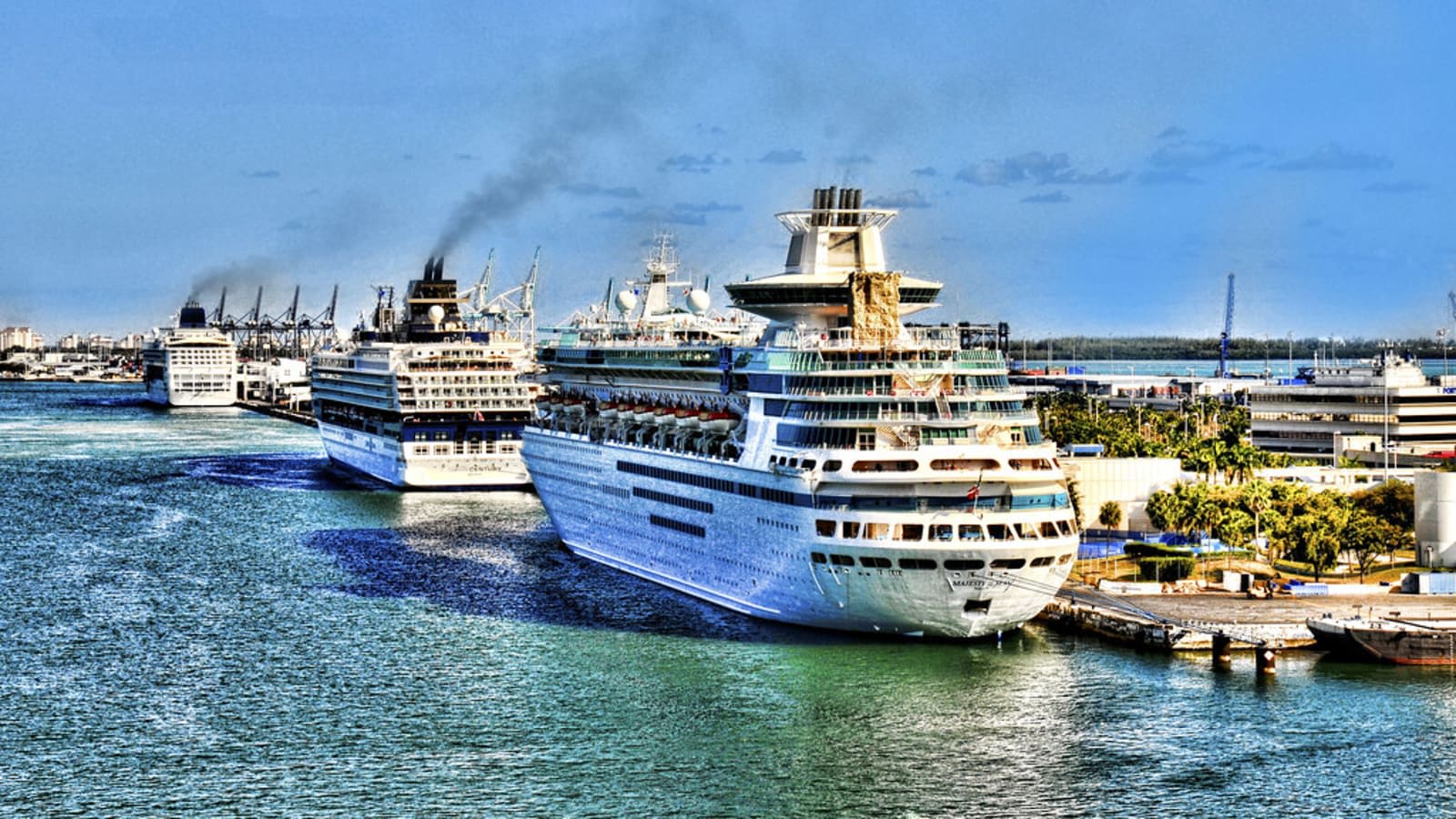 cruise ship docked in a busy passenger port (file image)