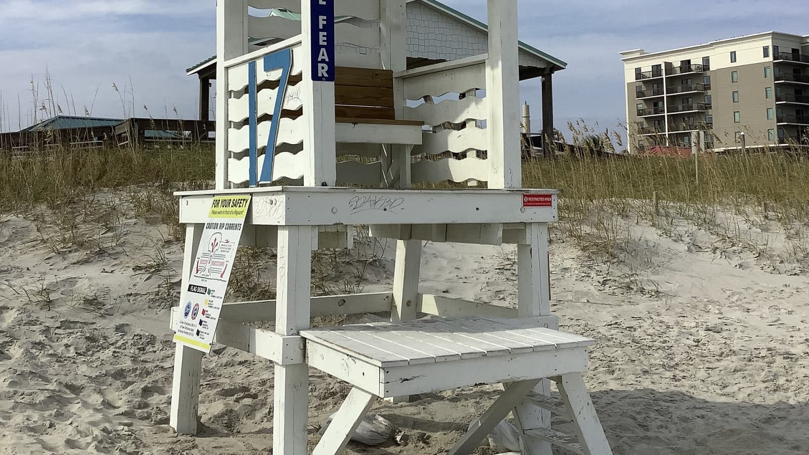 lifeguard tower on an empty ocean beach (file image)