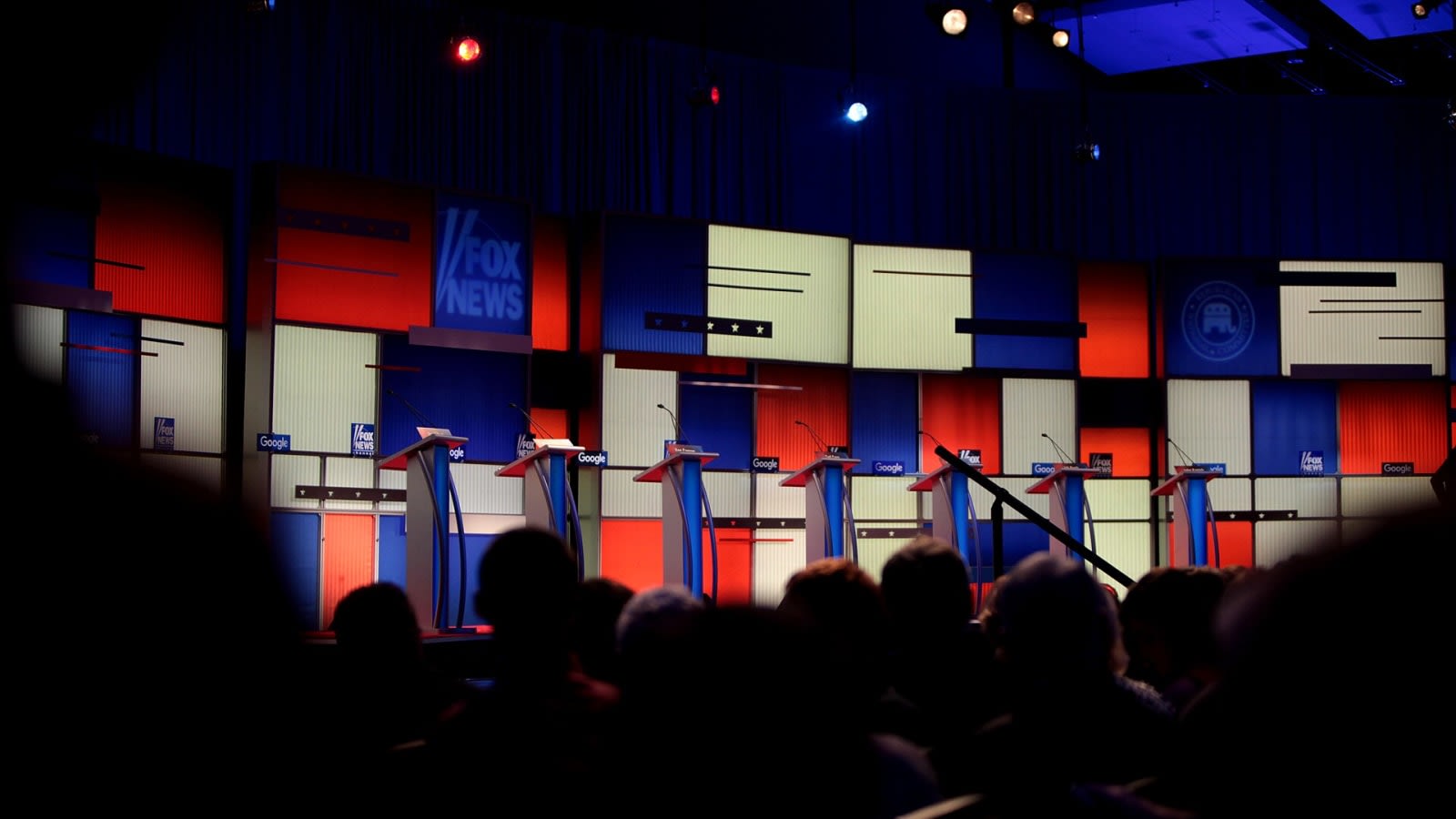 televised election debate stage with podiums under bright studio lights (file image)
