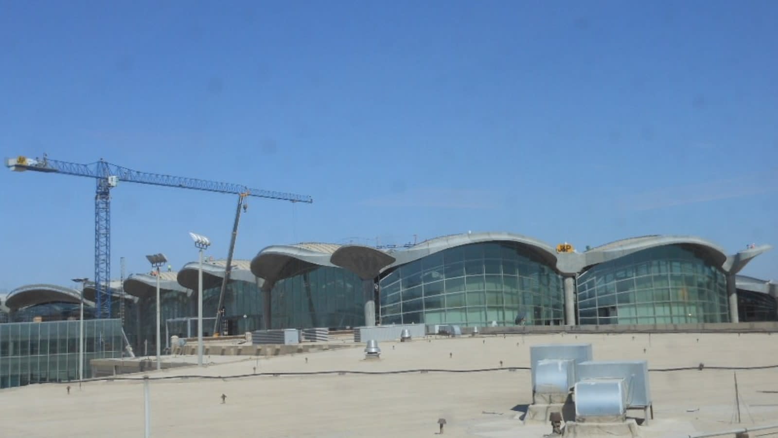 under-construction airport terminal with crane (file image)