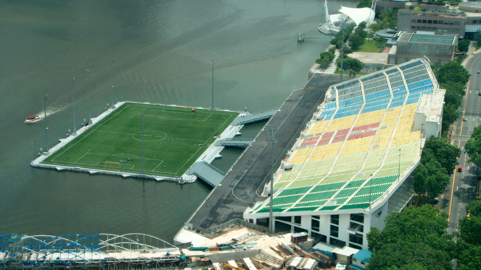 empty football stadium stands under grey sky (file image)