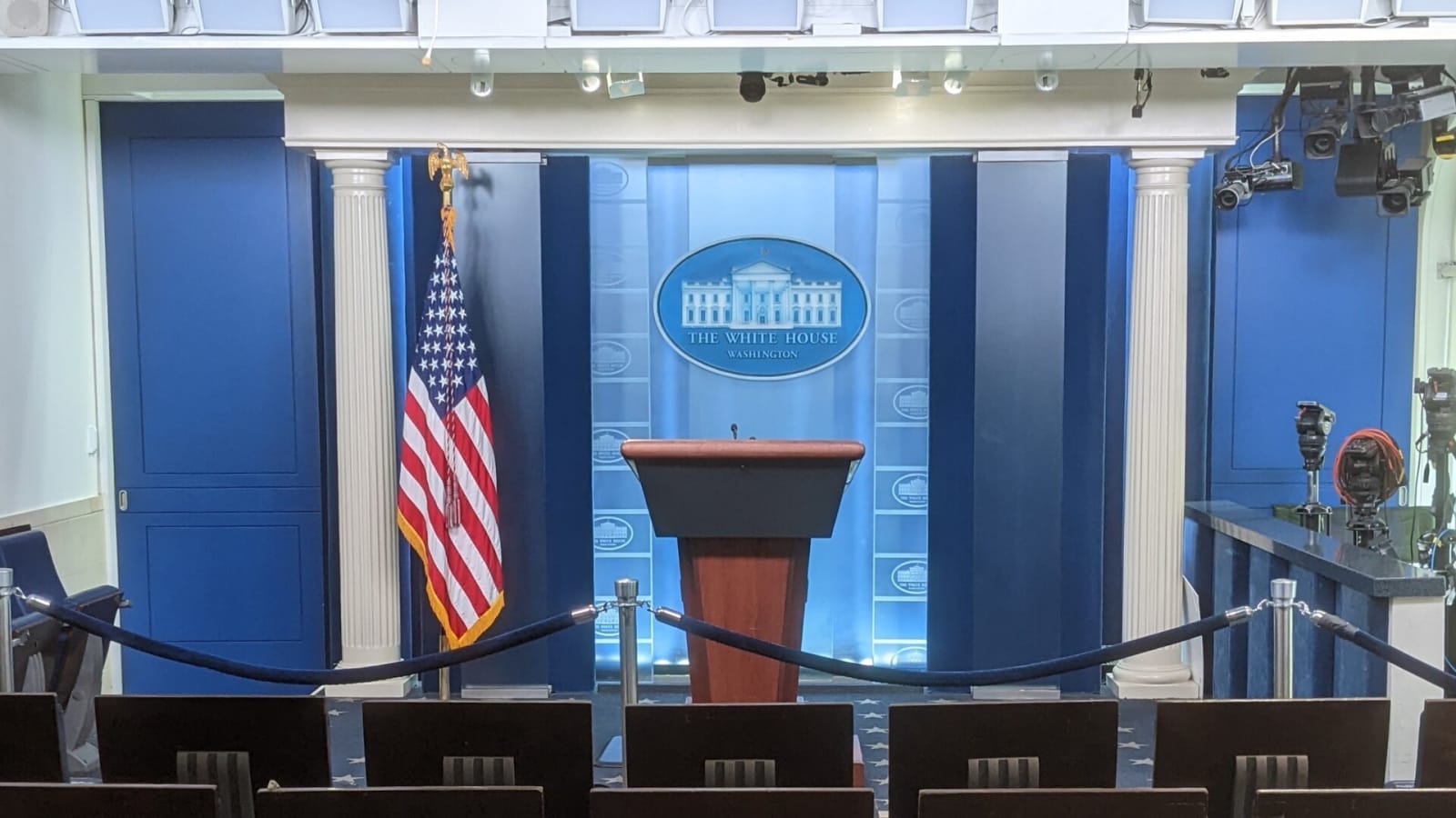 lectern in the white house briefing room (file image)