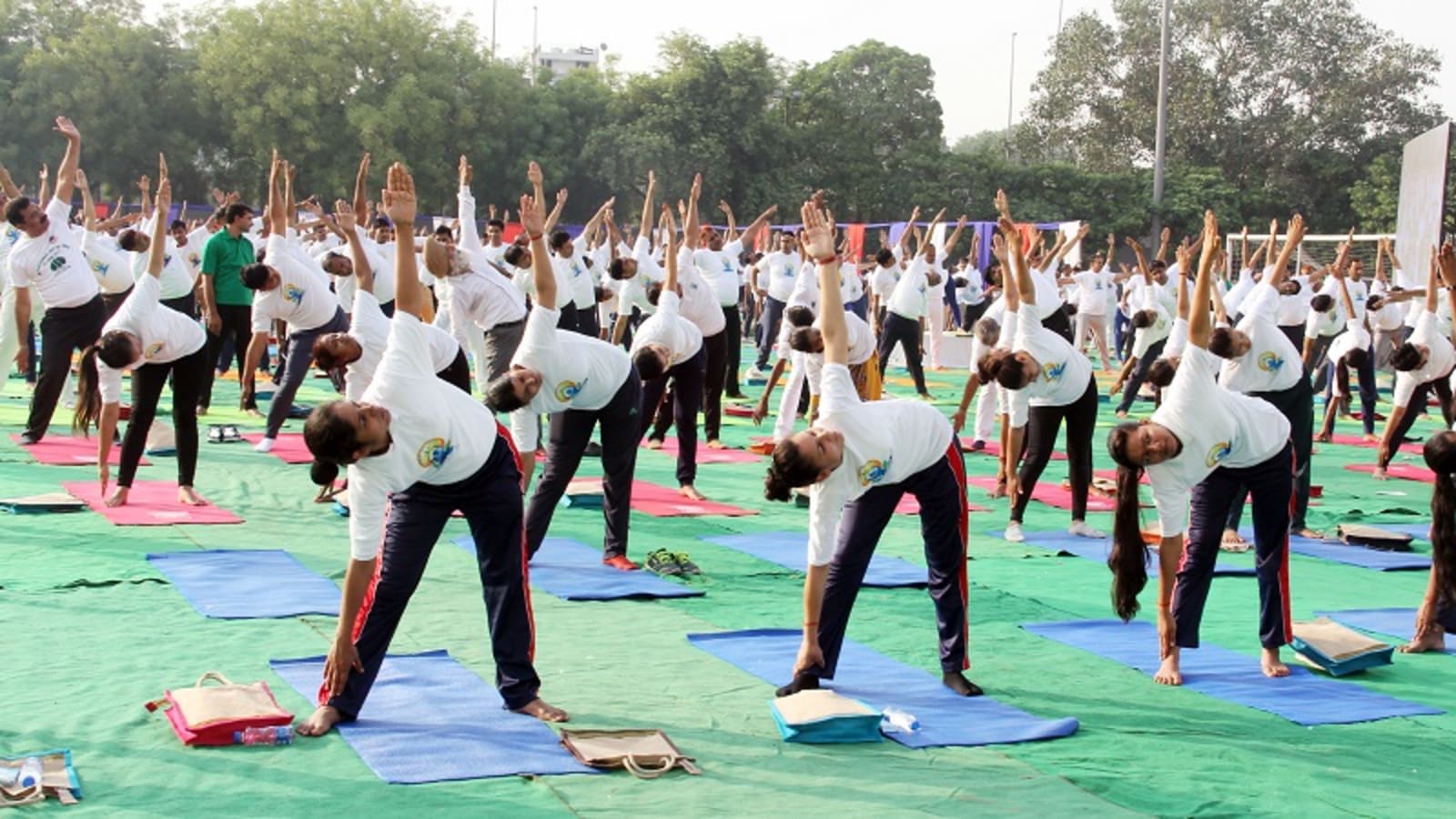 Delhi police cops doing Yoga