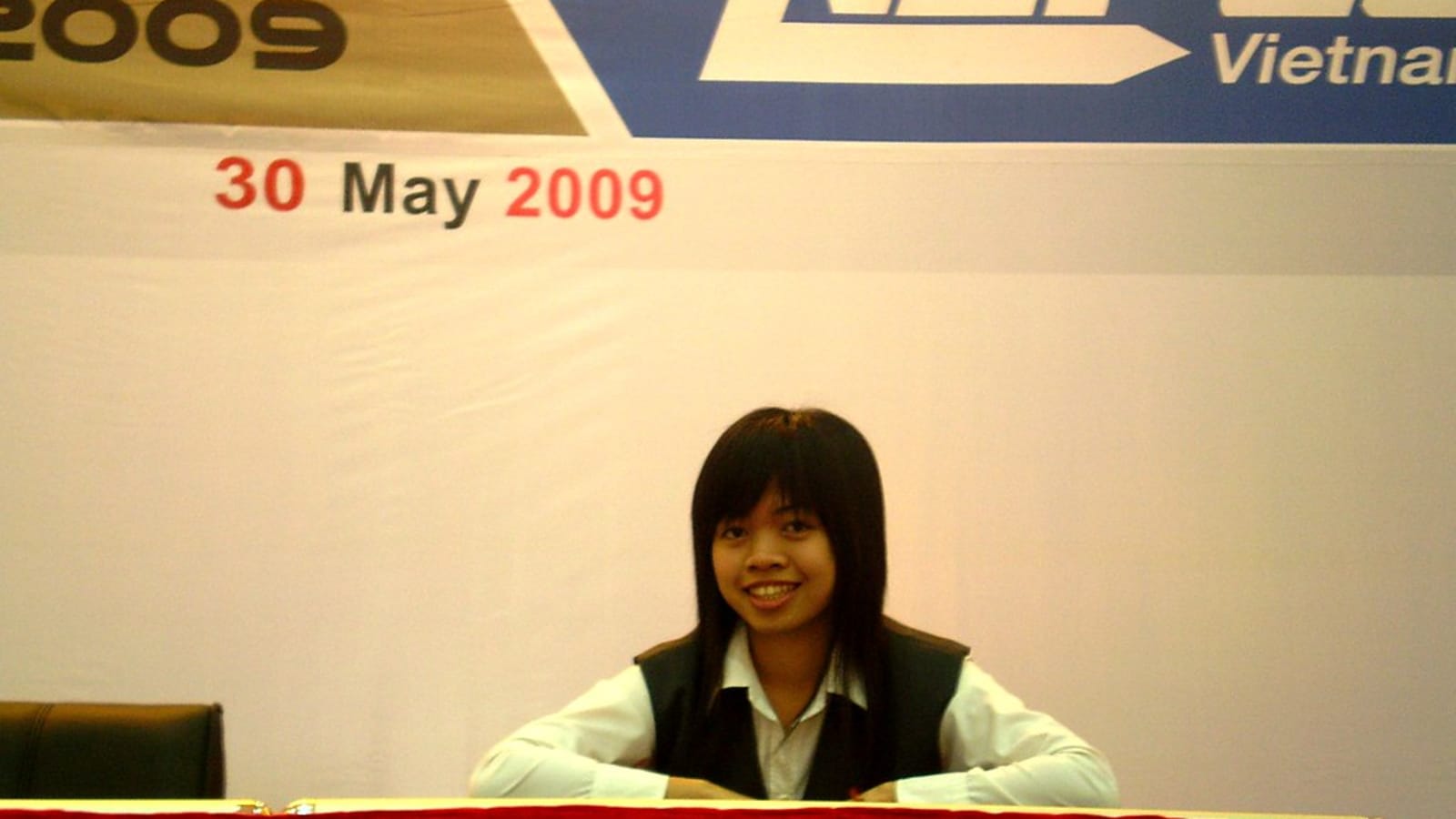 technology conference hall with lit presentation stage (file image)