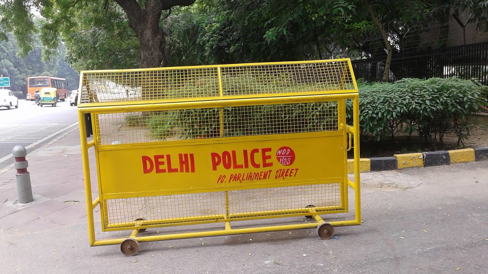 police barricades and security forces stationed near central delhi intersection (file image)