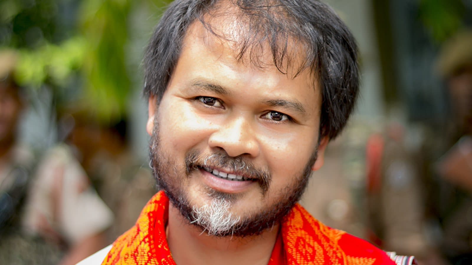 Akhil Gogoi, Raijor Dal MLA, after flood relief guarantees in Guwahati.