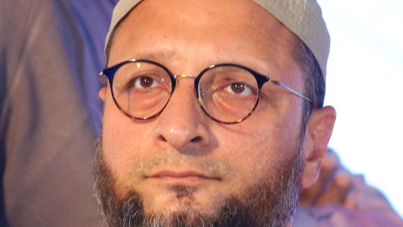 Asaduddin Owaisi at a political event in Uttar Pradesh