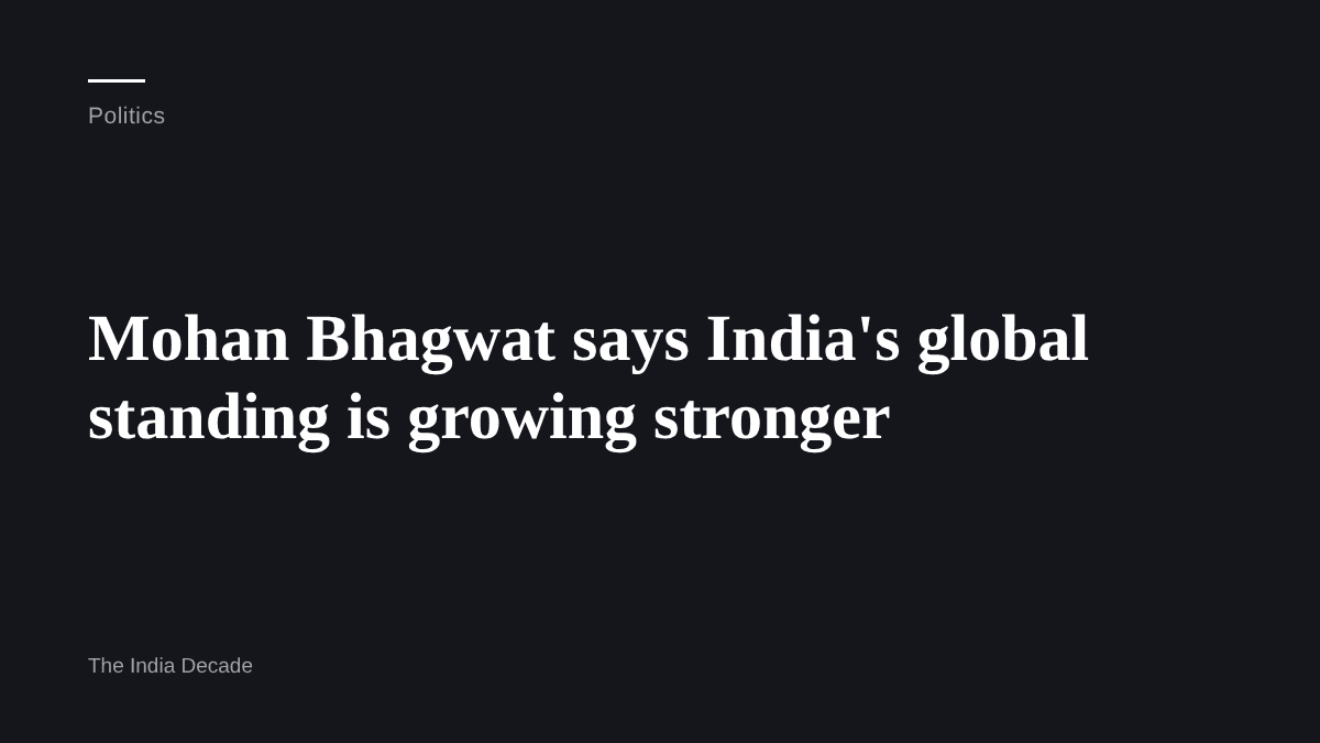 Politics — Mohan Bhagwat says India's global standing is growing stronger