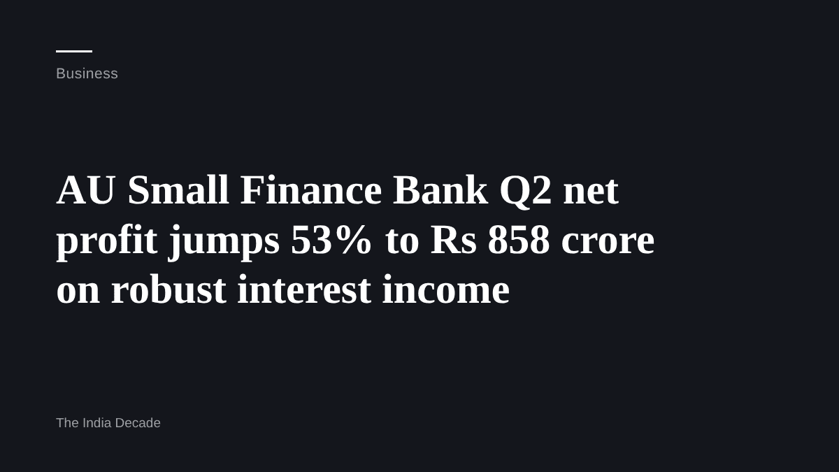 Business — AU Small Finance Bank Q2 net profit jumps 53% to Rs 858 crore on robust interest income