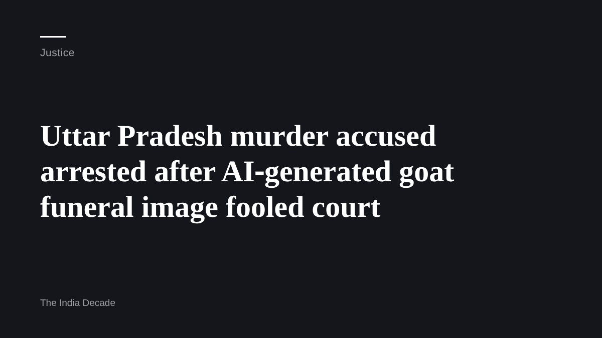Justice — Uttar Pradesh murder accused arrested after AI‑generated goat funeral image fooled court