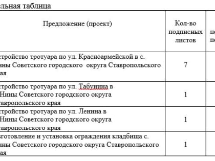 Информация об отборе проектов в рамках программы поддержки местных инициатив с.Нины