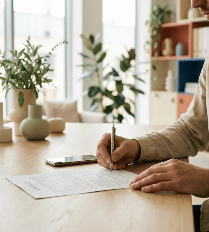 Un monsieur qui signe un document