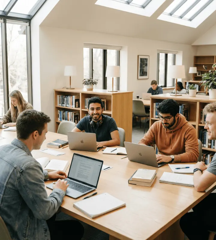 Des étudiants qui travaillent sur leurs ordinateurs