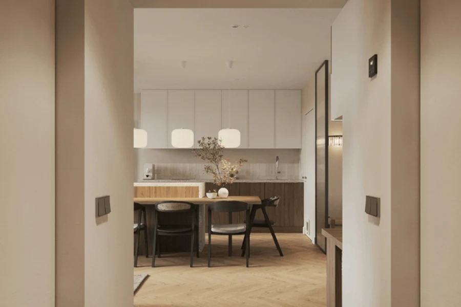 Couloir qui donne sur un appartement neuf