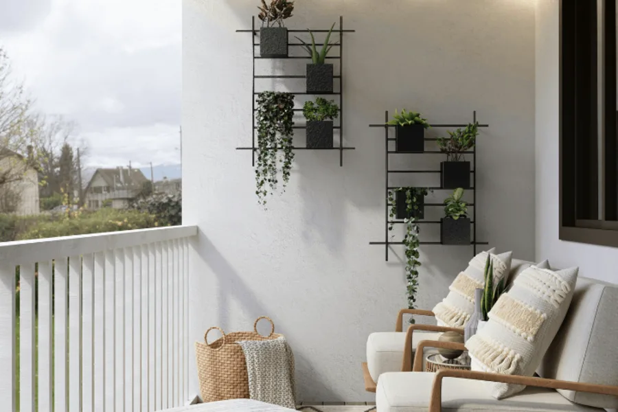 Balcon aménagé d'un appartement neuf 