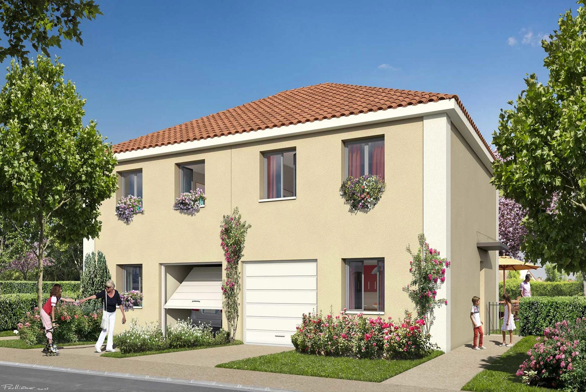 Perspective extérieure représentant le modèle de maison Luisa de Kaufman & Broad