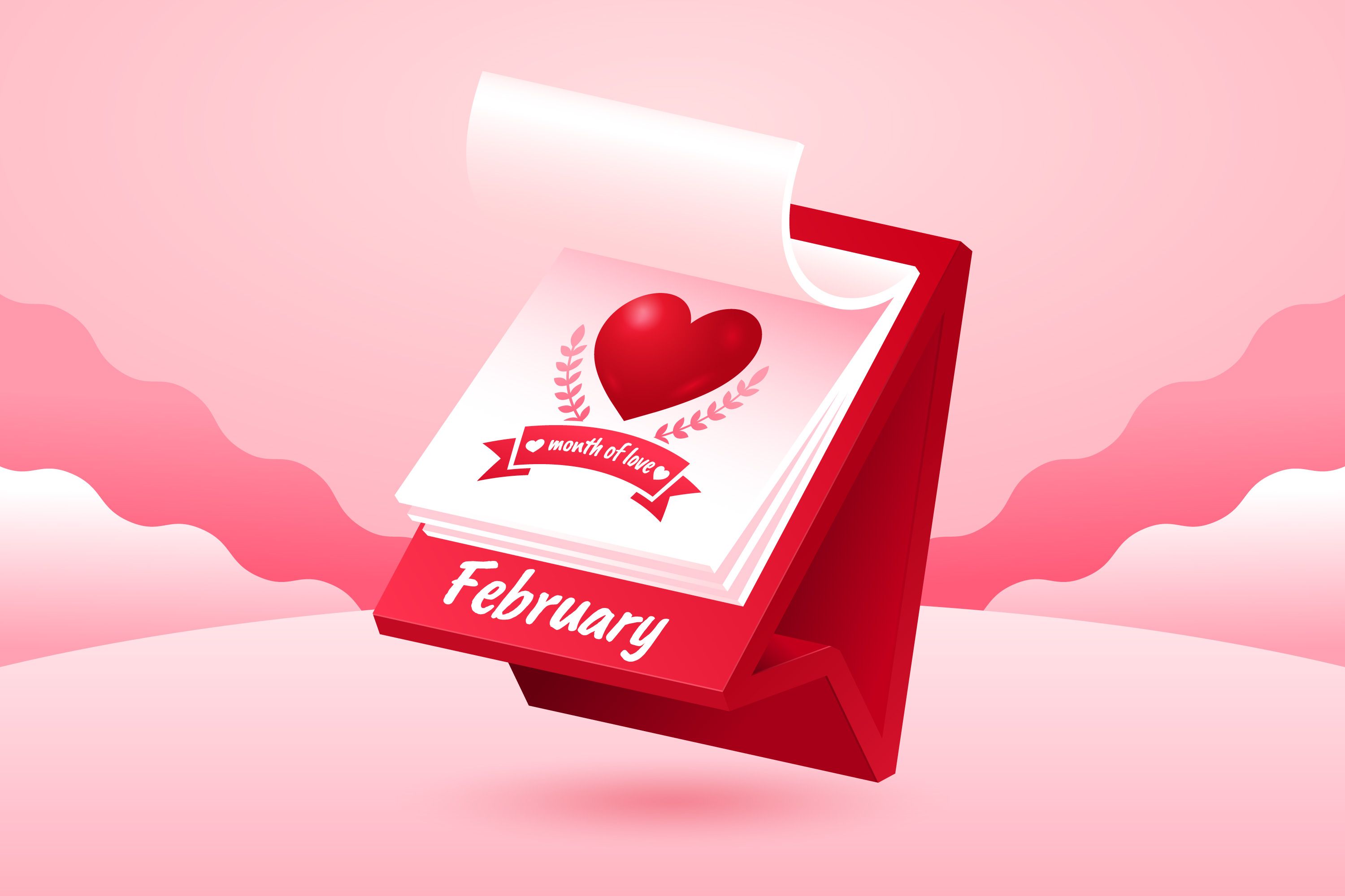 vector gradient february month of love background