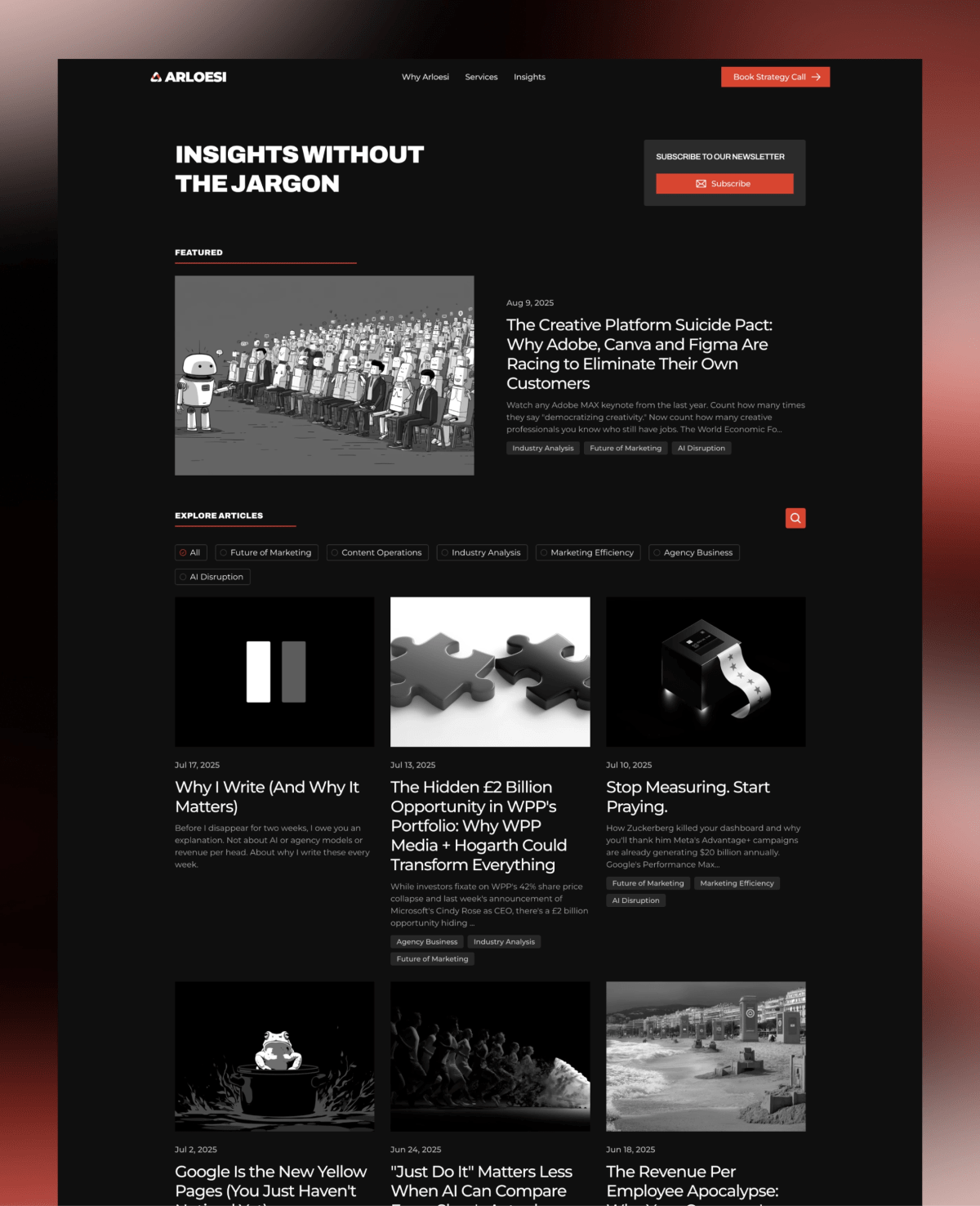 Arloesi website — Insights blog page