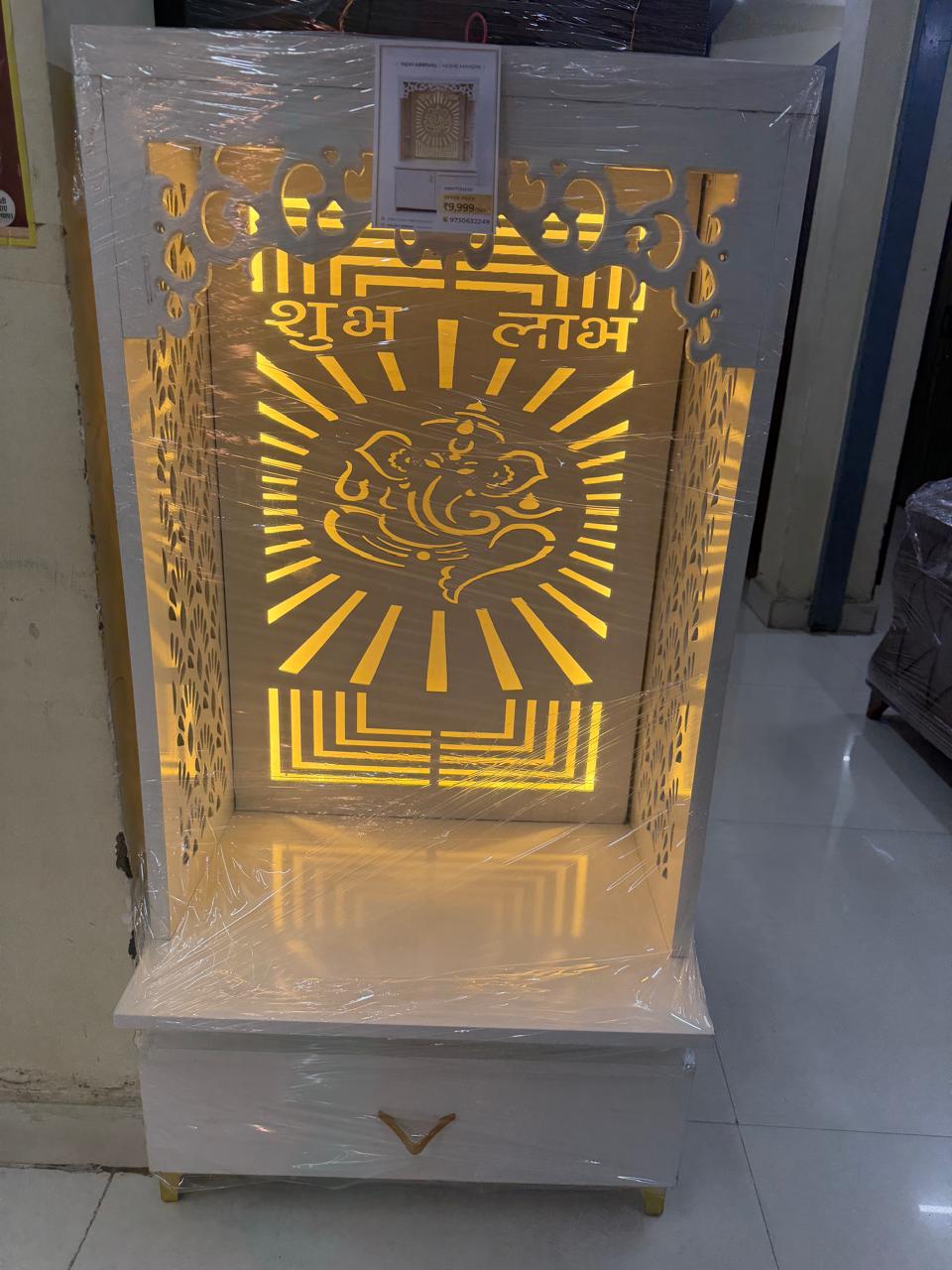 CNC-cut Shubh Labh Ganesh panel, backlit