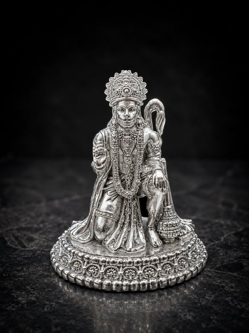 Silver Hanuman Casting (Batha Ashirwad)