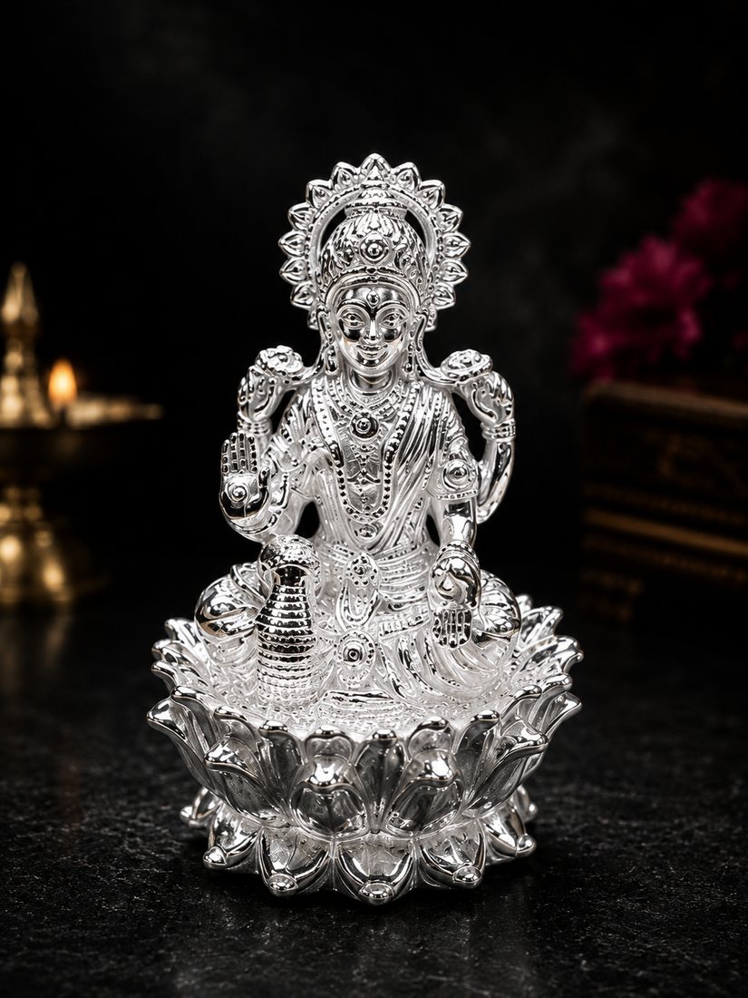 Silver Lakshmi (Hollow Casting Kamal)