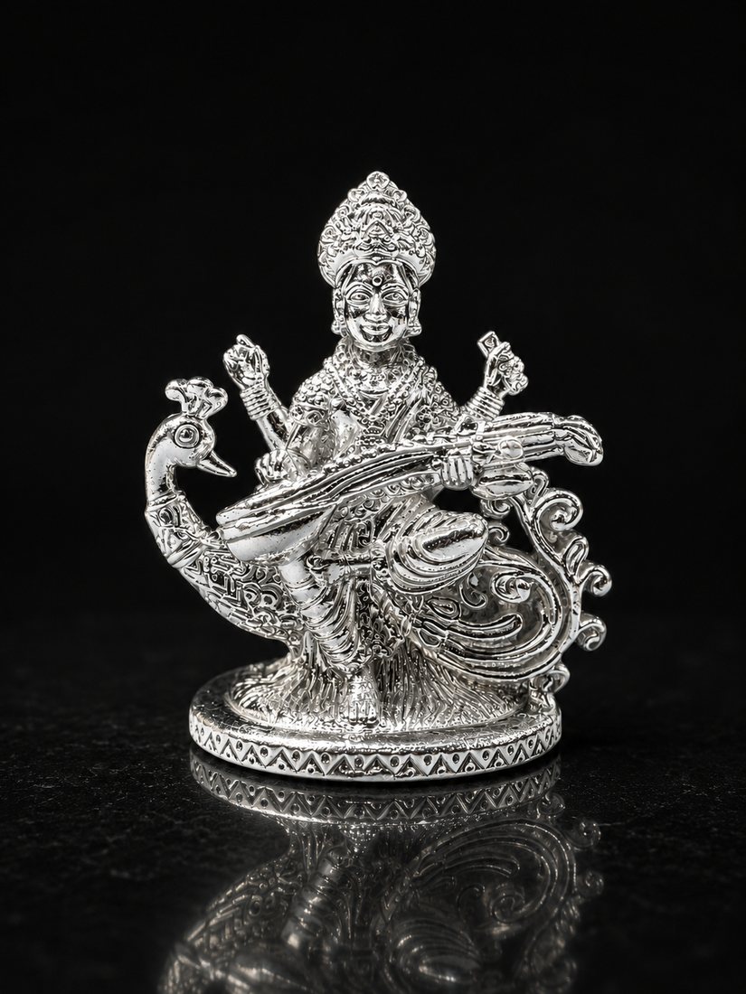 Silver Saraswati Casting