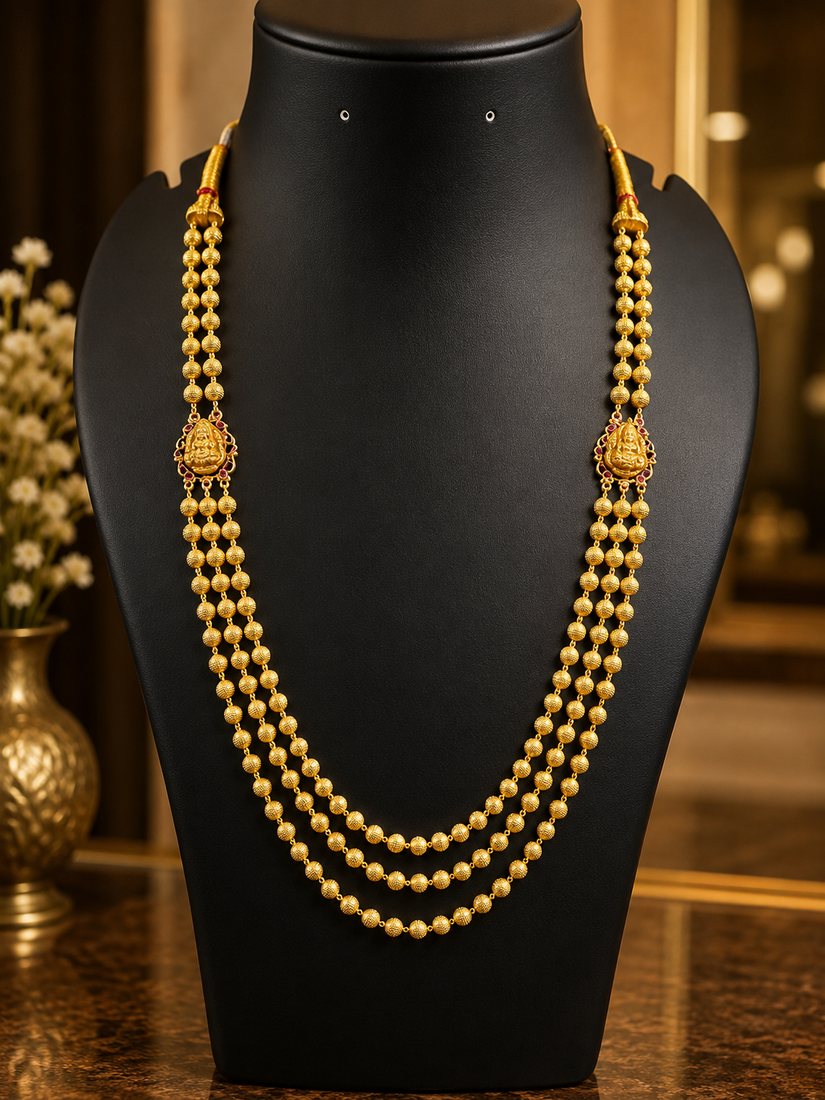 Gold 3 Line Mala · Design 4