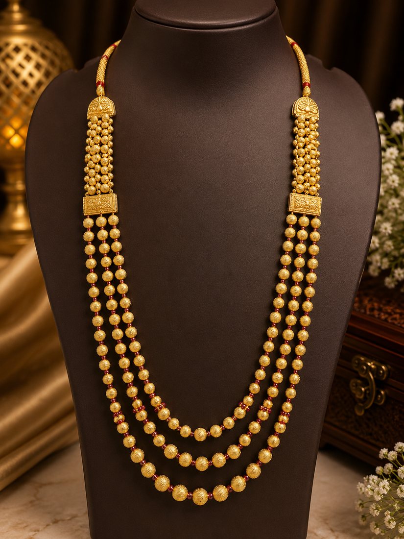 Gold 3 Line Mala · Design 3