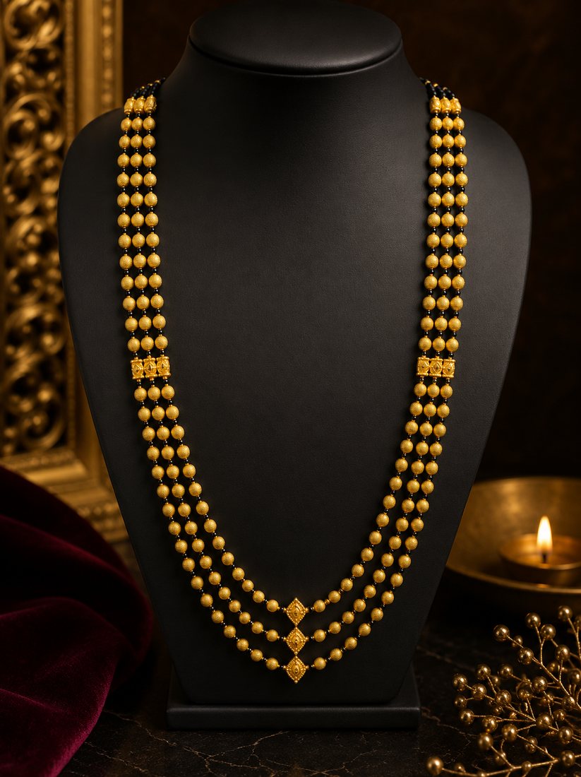 Gold 3 Line Mala · Design 2