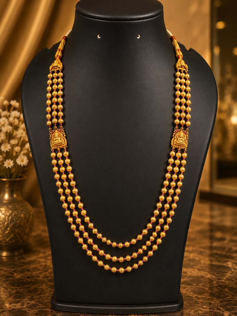Gold 3 Line Mala · Design 6