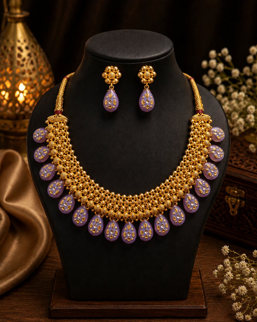 Gold Badam Patti Purple Mala