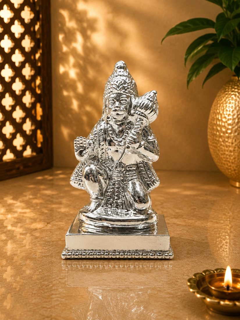 Silver Hanuman Baitha Murti