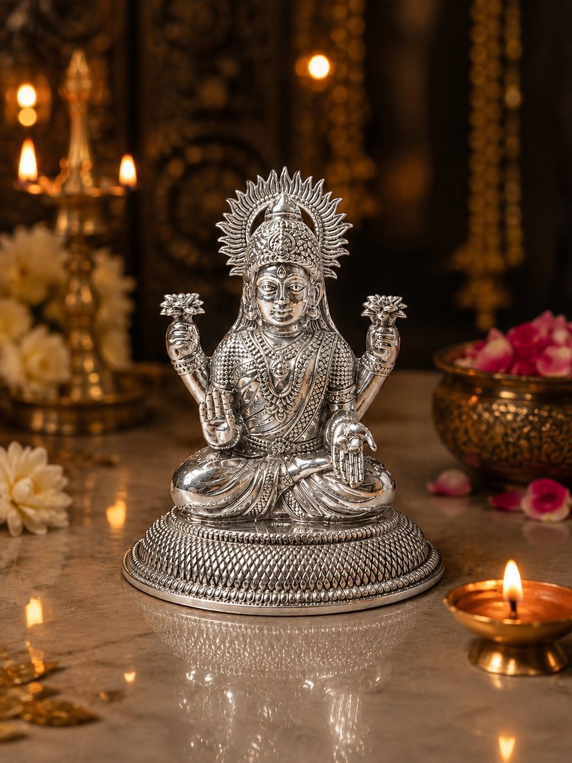 Silver Lakshmi Oval Murti
