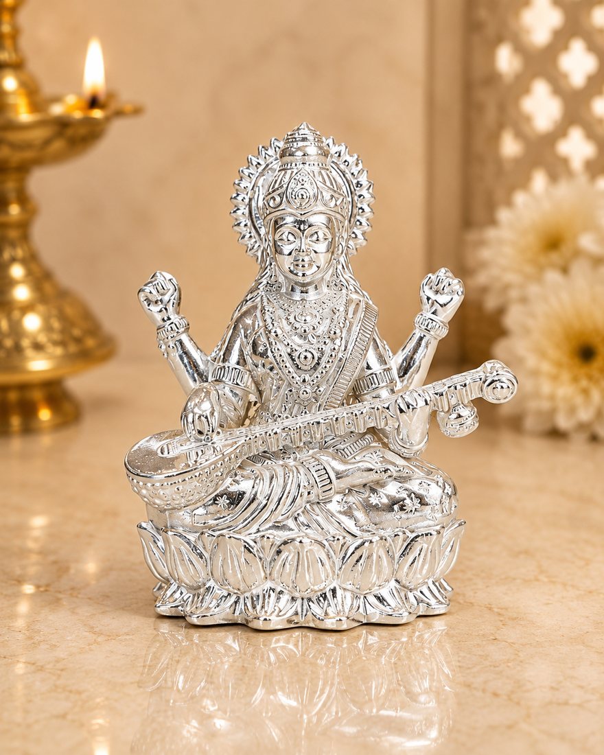Silver Saraswati Paper Casting