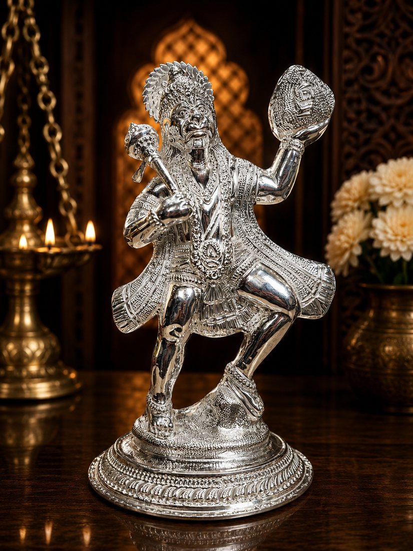Silver Pahadi Hanuman Murti